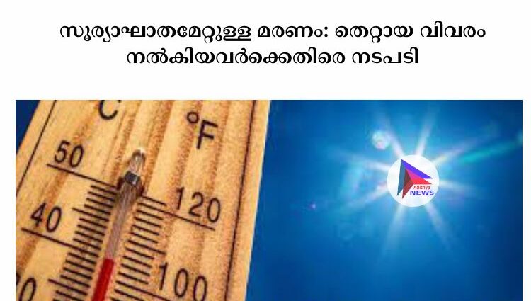 സൂര്യാഘാതമേറ്റുള്ള മരണം: തെറ്റായ വിവരം നൽകിയവർക്കെതിരെ നടപടി