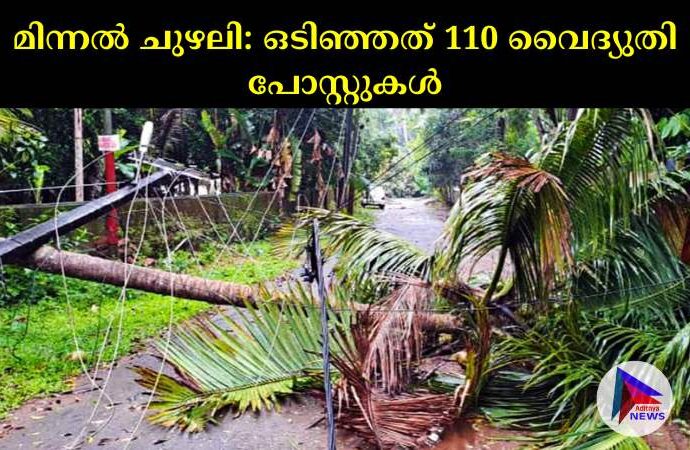 മിന്നല്‍ ചുഴലി: ഒടിഞ്ഞത് 110 വൈദ്യുതി പോസ്റ്റുകള്‍