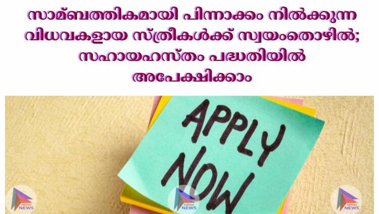 സാമ്ബത്തികമായി പിന്നാക്കം നില്‍ക്കുന്ന വിധവകളായ സ്ത്രീകള്‍ക്ക് സ്വയംതൊഴില്‍; സഹായഹസ്തം പദ്ധതിയില്‍ അപേക്ഷിക്കാം