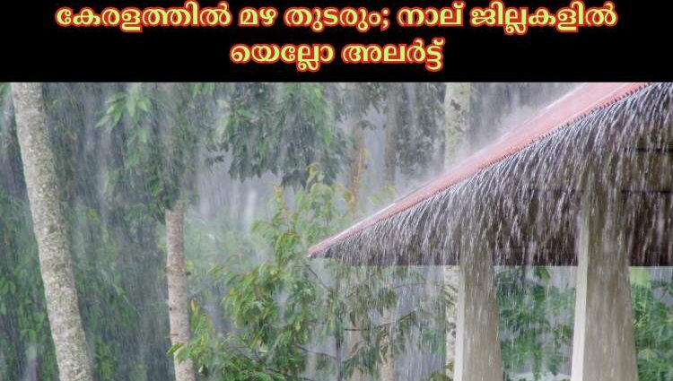 കേരളത്തില്‍ മഴ തുടരും; നാല് ജില്ലകളില്‍ യെല്ലോ അലര്‍ട്ട്