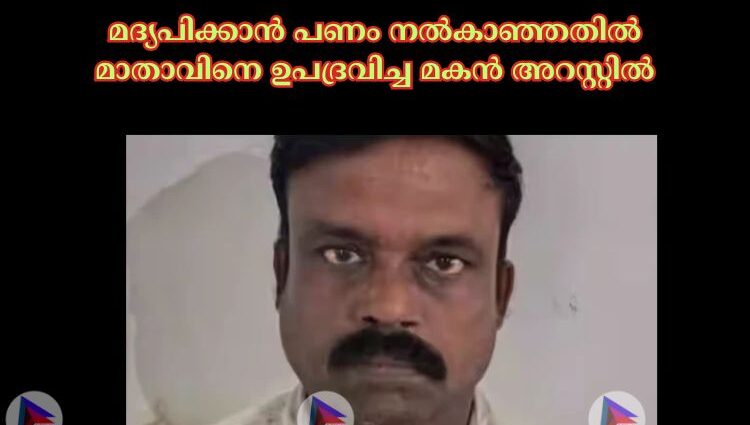 മദ്യപിക്കാൻ പണം നല്‍കാഞ്ഞതിൽ മാതാവിനെ ഉപദ്രവിച്ച മകൻ അറസ്റ്റില്‍