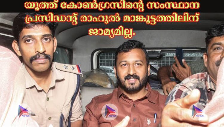 യൂത്ത് കോണ്‍ഗ്രസിന്റെ സംസ്ഥാന പ്രസിഡന്റ് രാഹുല്‍ മാങ്കൂട്ടത്തിലിന് ജാമ്യമില്ല.