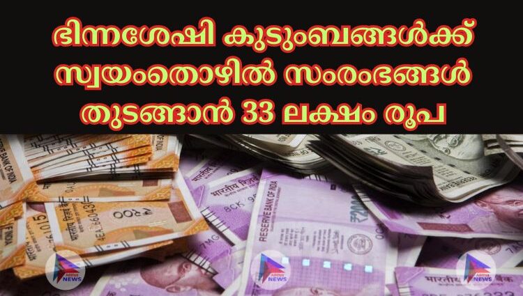 ഭിന്നശേഷി കുടുംബങ്ങൾക്ക് സ്വയംതൊഴിൽ സംരംഭങ്ങൾ തുടങ്ങാൻ 33 ലക്ഷം രൂപ