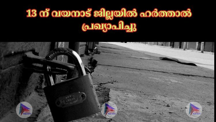 13 ന് വയനാട് ജില്ലയില്‍ ഹര്‍ത്താല്‍ പ്രഖ്യാപിച്ചു