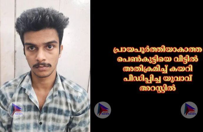 പ്രായപൂർത്തിയാകാത്ത പെണ്‍കുട്ടിയെ വീട്ടില്‍ അതിക്രമിച്ച്‌ കയറി പീഡിപ്പിച്ച യുവാവ് അറസ്റ്റില്‍