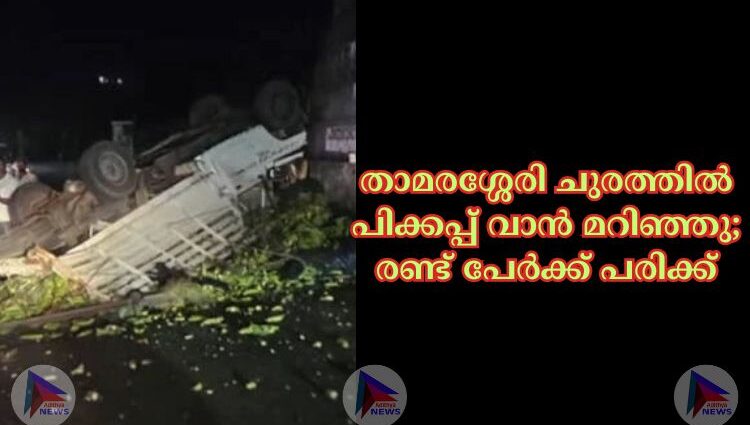 താമരശ്ശേരി ചുരത്തില്‍ പിക്കപ്പ് വാൻ മറിഞ്ഞു; രണ്ട് പേര്‍ക്ക് പരിക്ക്