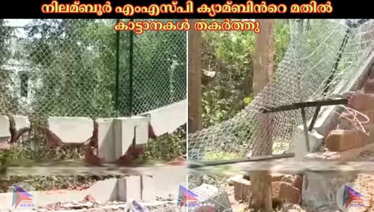 നിലമ്ബൂര്‍ എംഎസ്പി ക്യാമ്ബിന്‍റെ മതില്‍ കാട്ടാനകള്‍ തകര്‍ത്തു