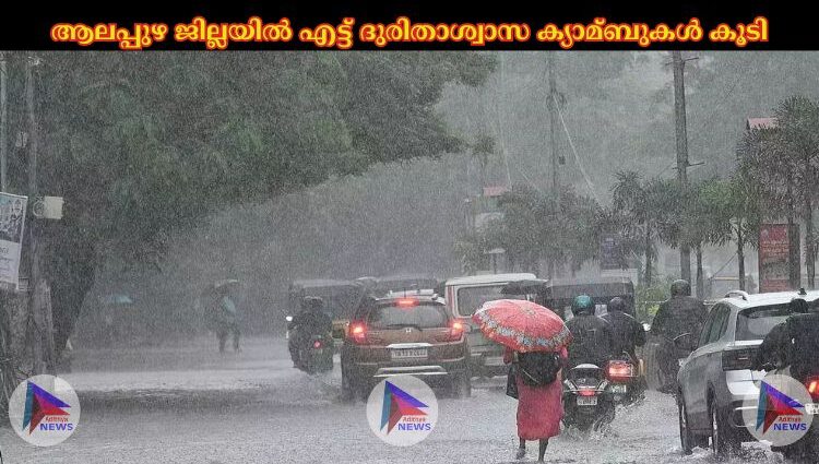 ആലപ്പുഴ ജില്ലയില്‍ എട്ട് ദുരിതാശ്വാസ ക്യാമ്ബുകള്‍ കൂടി