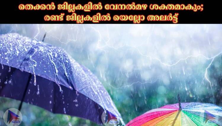 തെക്കൻ ജില്ലകളില്‍ വേനല്‍മ‍ഴ ശക്തമാകും; രണ്ട് ജില്ലകളില്‍ യെല്ലോ അലര്‍ട്ട്