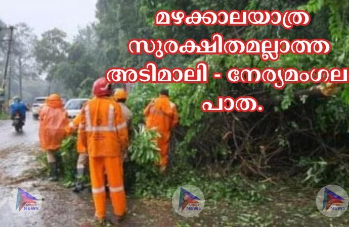 മഴക്കാലയാത്ര സുരക്ഷിതമല്ലാത്ത അടിമാലി - നേര്യമംഗലം പാത.