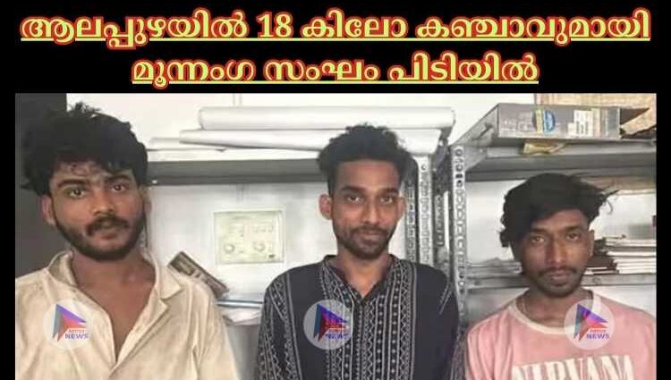 ആലപ്പുഴയില്‍ 18 കിലോ കഞ്ചാവുമായി മൂന്നംഗ സംഘം പിടിയില്‍