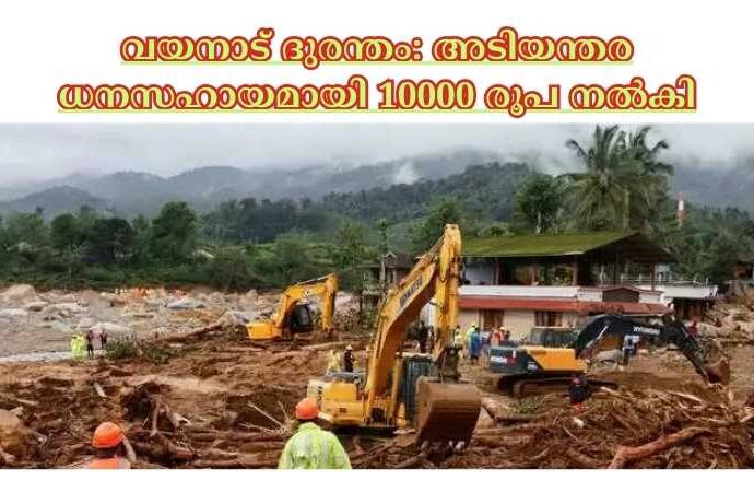 വയനാട് ദുരന്തം: അടിയന്തര ധനസഹായമായി 10000 രൂപ നല്‍കി