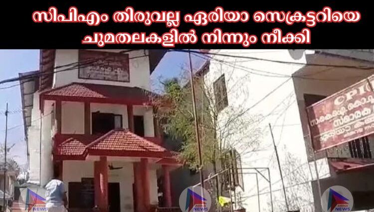 സിപിഎം തിരുവല്ല ഏരിയാ സെക്രട്ടറിയെ ചുമതലകളില്‍ നിന്നും നീക്കി