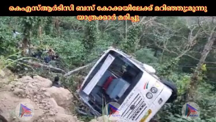 കെഎസ്ആർടിസി ബസ് കോക്കയിലേക്ക് മറിഞ്ഞു;മൂന്നു യാത്രക്കാർ മരിച്ചു