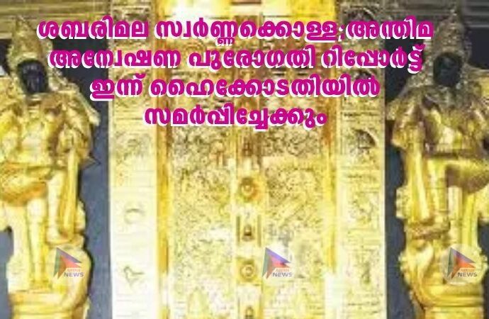ശബരിമല സ്വര്‍ണ്ണക്കൊള്ള;അന്തിമ അന്വേഷണ പുരോഗതി റിപ്പോര്‍ട്ട് ഇന്ന് ഹൈക്കോടതിയില്‍ സമര്‍പ്പിച്ചേക്കും