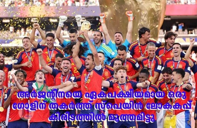 അർജന്റീനയെ ഏകപക്ഷീയമായ ഒരു ഗോളിന് തകർത്ത് സ്‌പെയിൻ ലോകകപ്പ് കിരീടത്തില്‍ മുത്തമിട്ടു